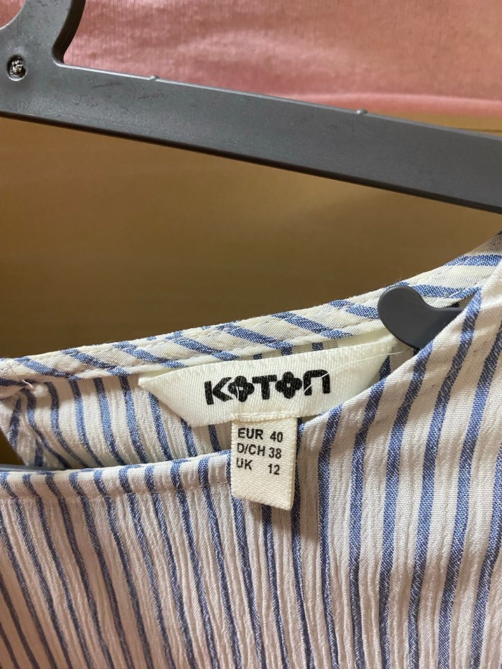 Uzun Kollu Beyaz Çizgili Salaş Kadın Gömlek - Görsel 2