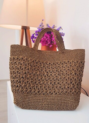Zara Home Yıldız desenli hasır çanta