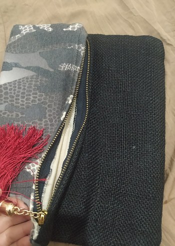 Gri Kamuflaj Desenli Fermuarlı Kadın Clutch - Görsel 7