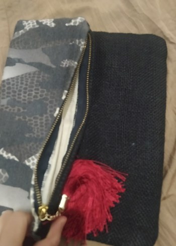 Gri Kamuflaj Desenli Fermuarlı Kadın Clutch - Görsel 6