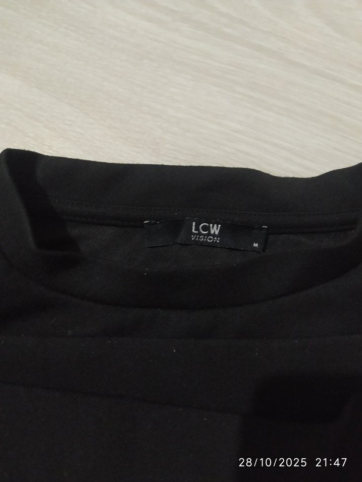 Siyah Kadın Sweatshirt, Bisiklet Yaka, Rahat Kesim - Görsel 4