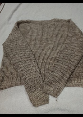 Bej Kadın Triko Bisiklet Yaka Kazak - Görsel 3