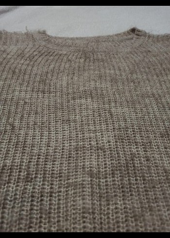 Bej Kadın Triko Bisiklet Yaka Kazak - Görsel 2