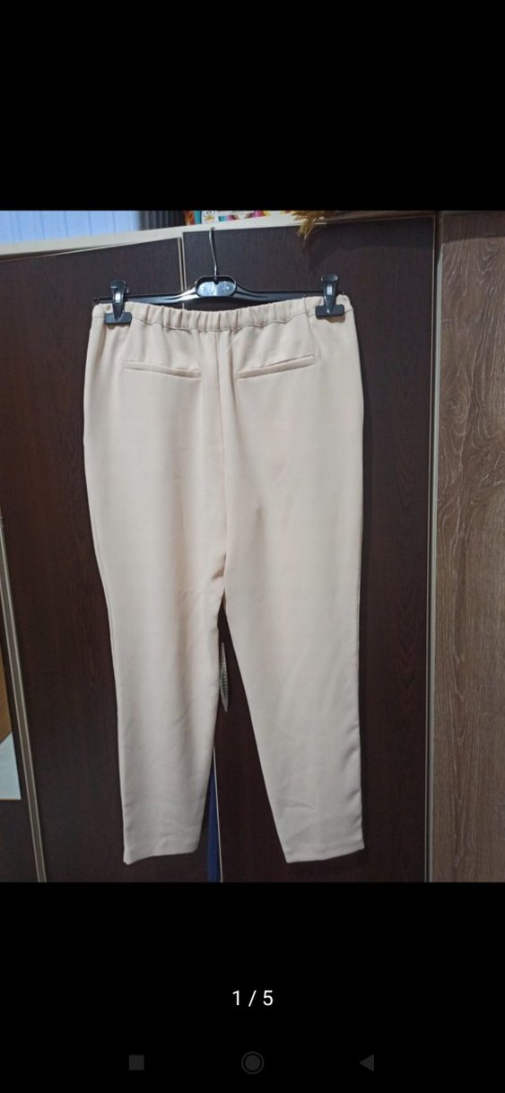 Mudo Collection Bej Pilili Kadın Kumaş Pantolon - Görsel 2