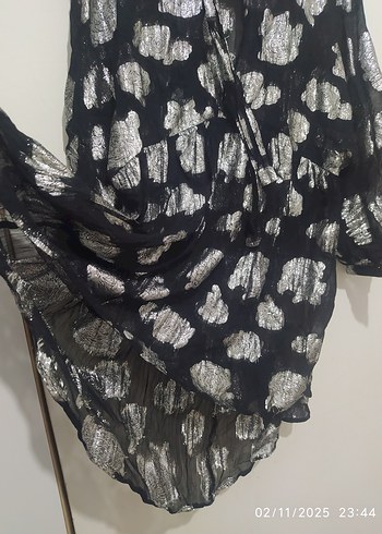 ZARA V Yaka Transparan Bağlamalı Tunik - Görsel 9