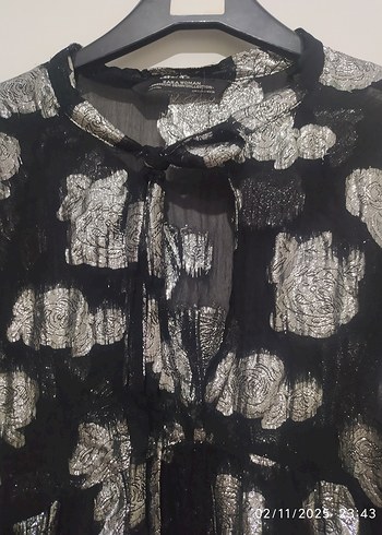 ZARA V Yaka Transparan Bağlamalı Tunik - Görsel 3