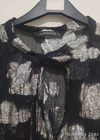 ZARA V Yaka Transparan Bağlamalı Tunik - Görsel 4