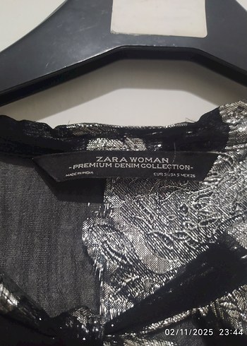 ZARA V Yaka Transparan Bağlamalı Tunik - Görsel 6