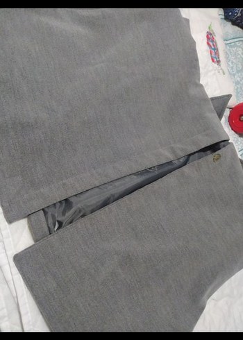 Gri Düğmeli Kadın Uzun Kaban/Pardesü - Görsel 4