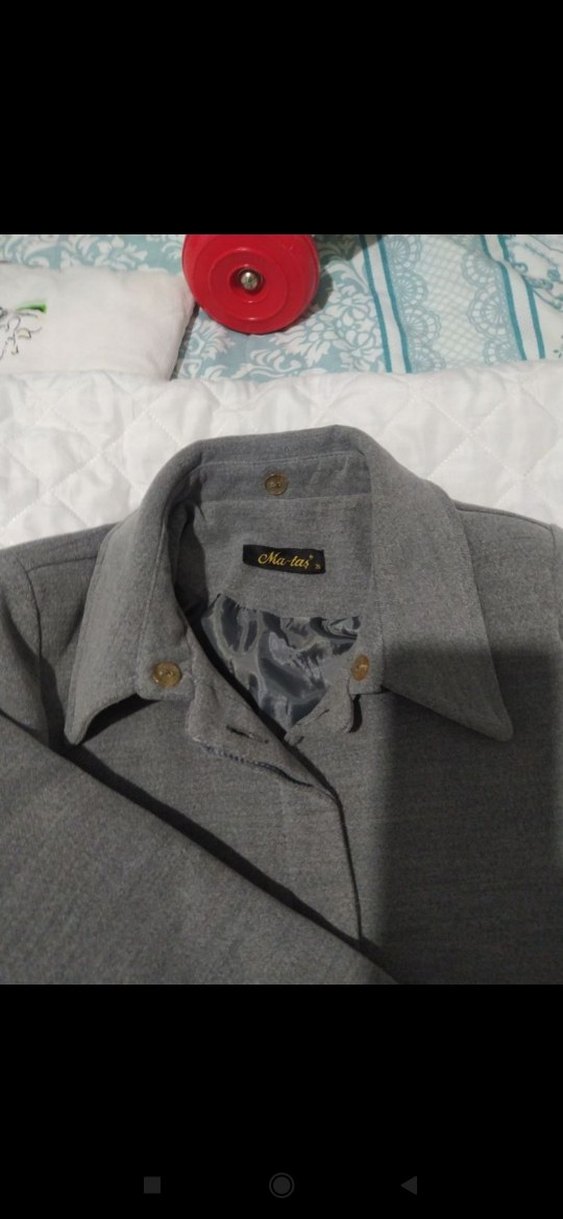 Gri Düğmeli Kadın Uzun Kaban/Pardesü - Görsel 2