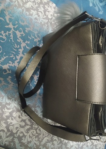 Gri Deri Kadın Omuz Çantası - Görsel 4