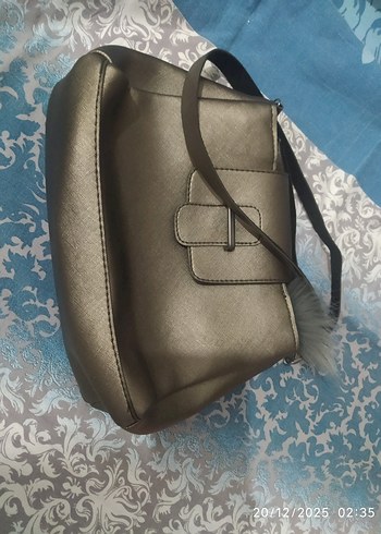 Gri Deri Kadın Omuz Çantası - Görsel 2