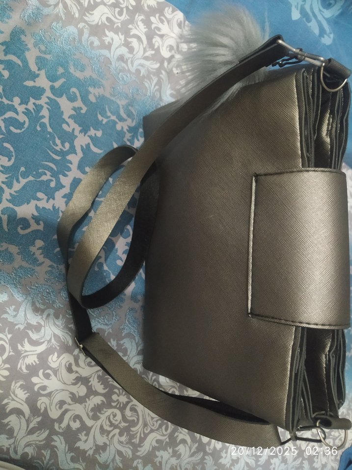 Gri Deri Kadın Omuz Çantası - Görsel 4