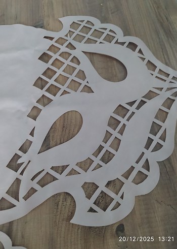 Deri İşi Beyaz Gri Masa Örtüsü Runner - Görsel 4