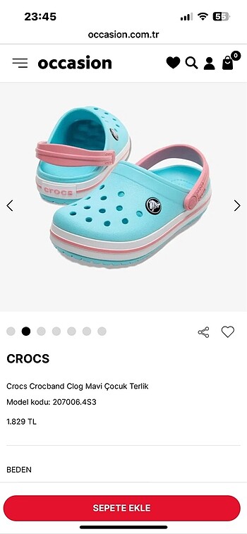 Orijinal crocs çocuk terlik