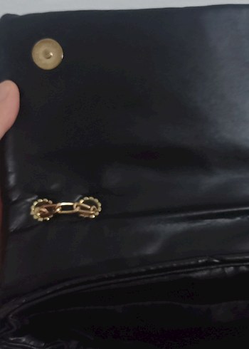 Zincir Detaylı Siyah Deri Kadın Çanta - Görsel 5