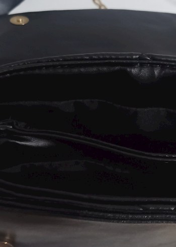 Zincir Detaylı Siyah Deri Kadın Çanta - Görsel 4