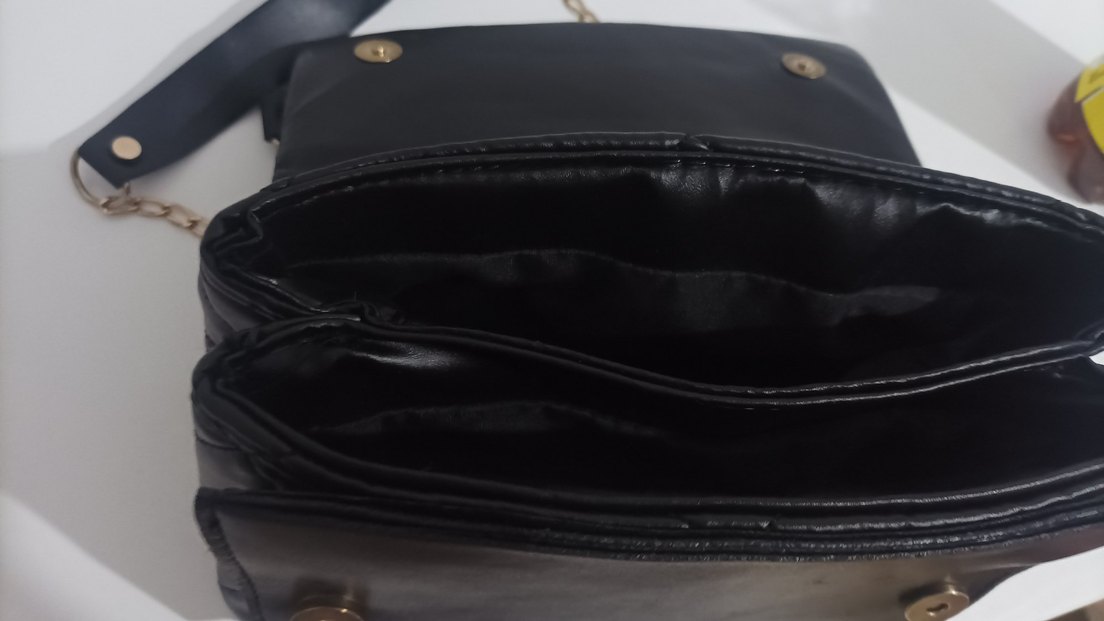 Zincir Detaylı Siyah Deri Kadın Çanta - Görsel 4