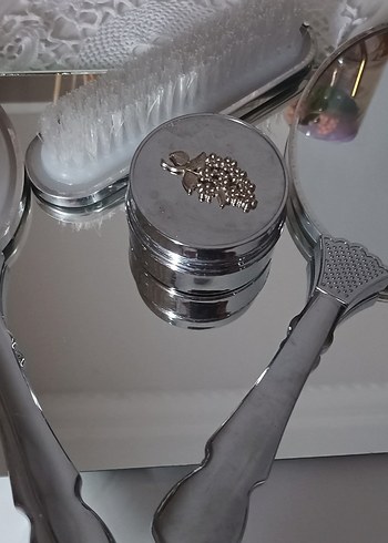 Gri İşlemeli Vintage Metal Aksesuar Tarak seti - Görsel 2