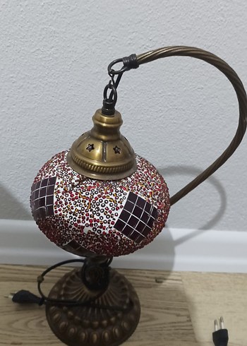 Bordo Renkli Mozaik Masa Lambası bordo kırıklık var resimde - Görsel 4