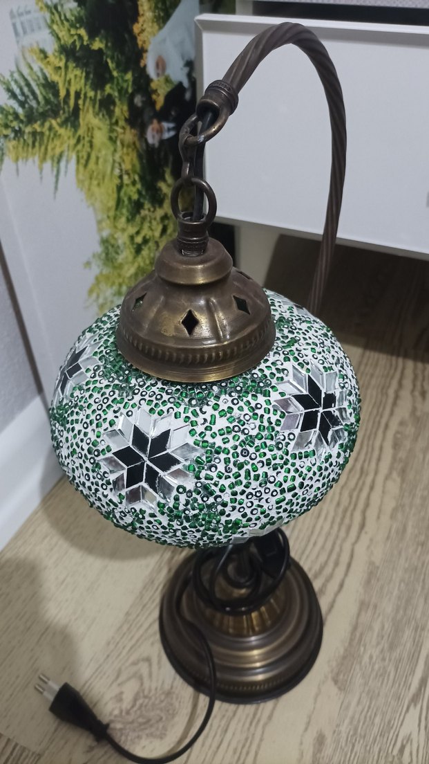 Bordo Renkli Mozaik Masa Lambası bordo kırıklık var resimde - Görsel 3