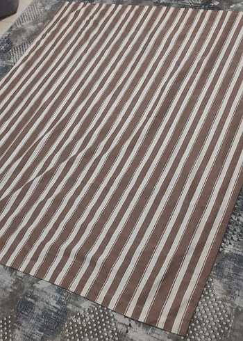 Kahverengi ve Beyaz çizgili balkon perdesi - Görsel 3