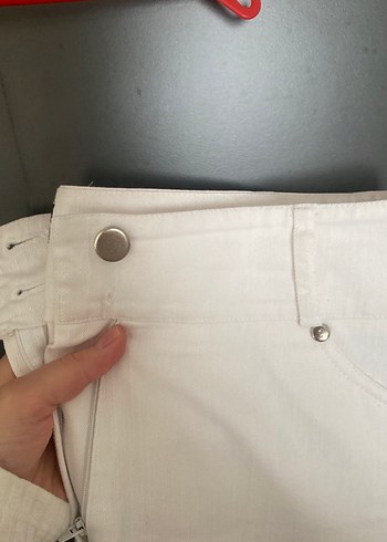 KLF Beyaz Keten Normal Boy Kadın Pantolon