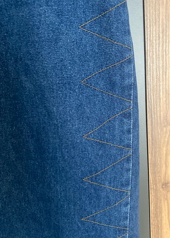 l Beden Mavi Midi Denim Etek