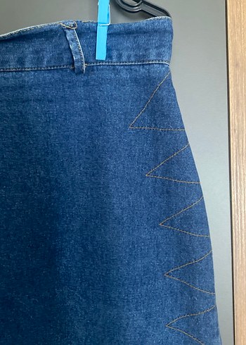 l Beden mavi Renk Mavi Midi Denim Etek