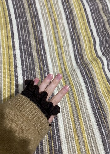 Kahverengi Örgü Parmaksız Gotik Eldiven - Görsel 9