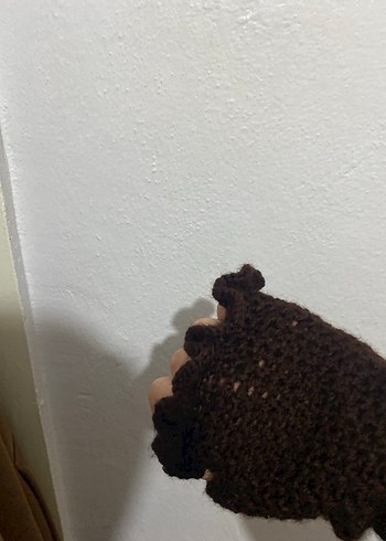 Kahverengi Örgü Parmaksız Gotik Eldiven - Görsel 7