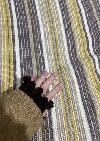 Kahverengi Örgü Parmaksız Gotik Eldiven - Görsel 8