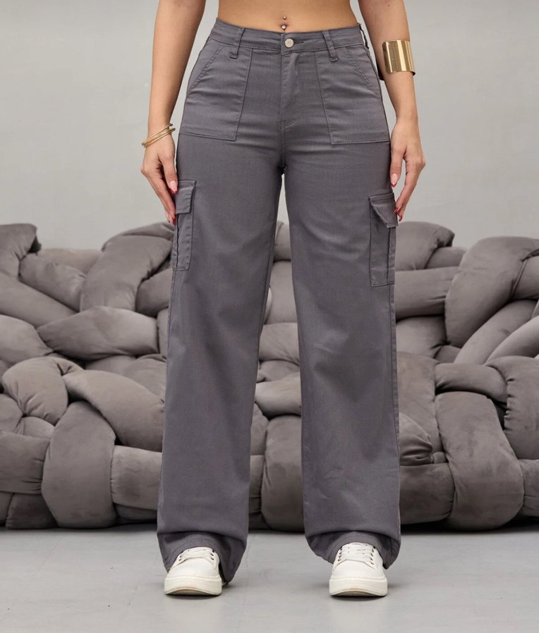 Gri Kemerli Kadın Denim Pantolon - Görsel 4