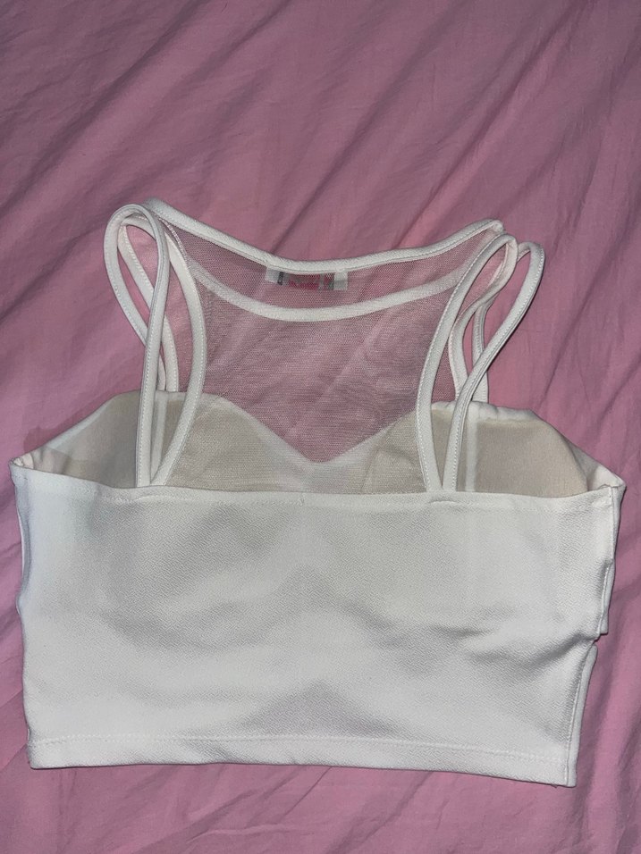 Beyaz Dantelli Strappy Mini Büstiyer - Görsel 2