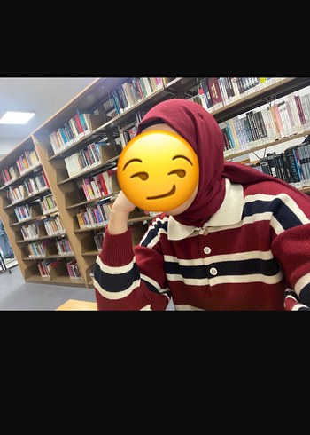 Bordo Çizgili Oversize Triko Kazak - Görsel 3