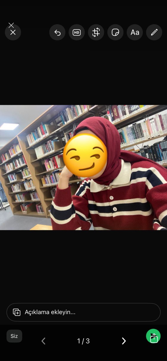 Bordo Çizgili Oversize Triko Kazak - Görsel 3