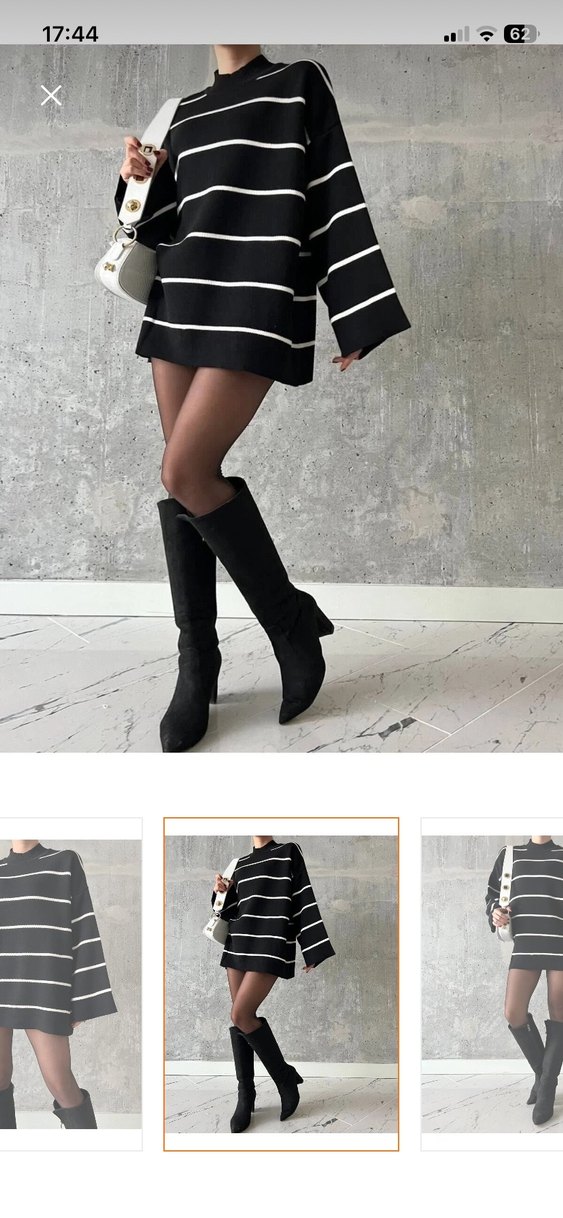 Siyah Çizgili tirko kazak - Görsel 2