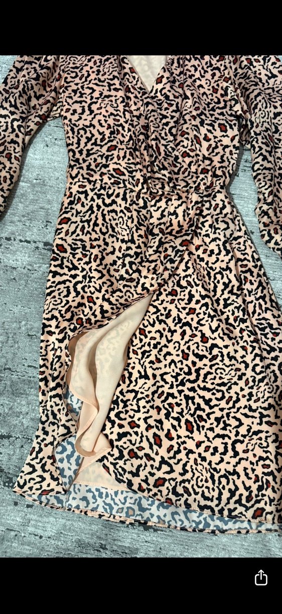 Kahverengi Yılan Desenli Uzun Kadın Elbise saten - Görsel 2