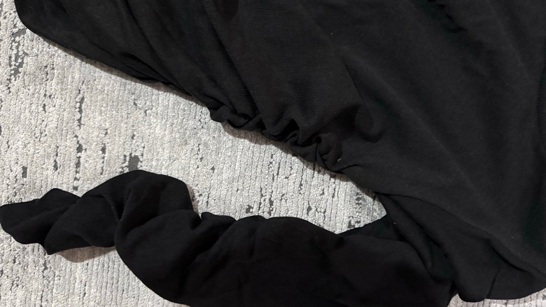 Siyah Uzun Kollu Hamile Keten Tişört - Görsel 2