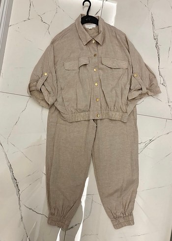 Zara Bej Keten takım - Görsel 2