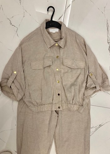 Zara Bej Keten takım - Görsel 3