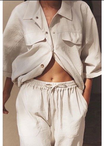 Zara Bej Keten takım - Görsel 6