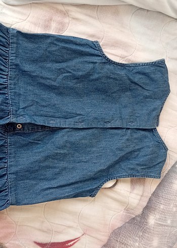 Kız Çocuk Kolsuz Denim Elbise - Görsel 2
