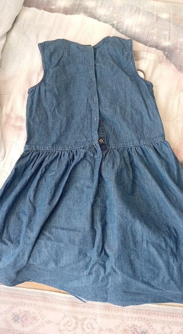 Kız Çocuk Kolsuz Denim Elbise - Görsel 5