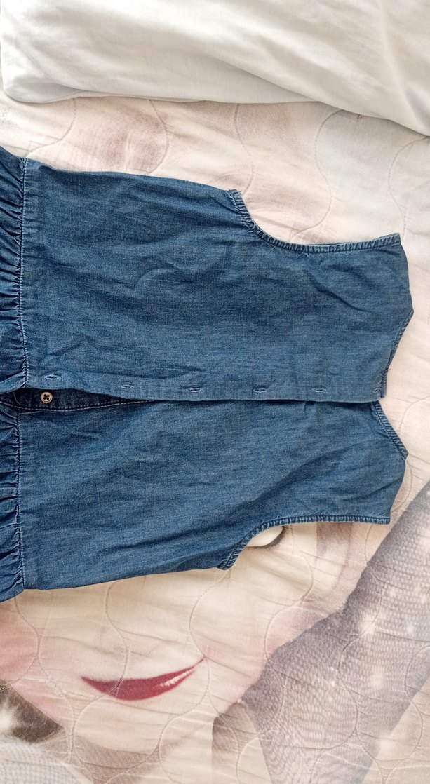 Kız Çocuk Kolsuz Denim Elbise - Görsel 2