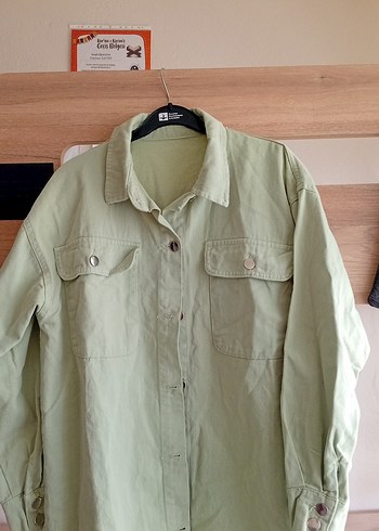 Kadın Haki Keten Düğmeli Salaş Gömlek - Görsel 2