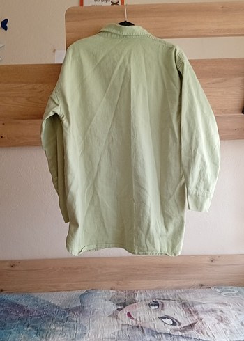 Kadın Haki Keten Düğmeli Salaş Gömlek - Görsel 4