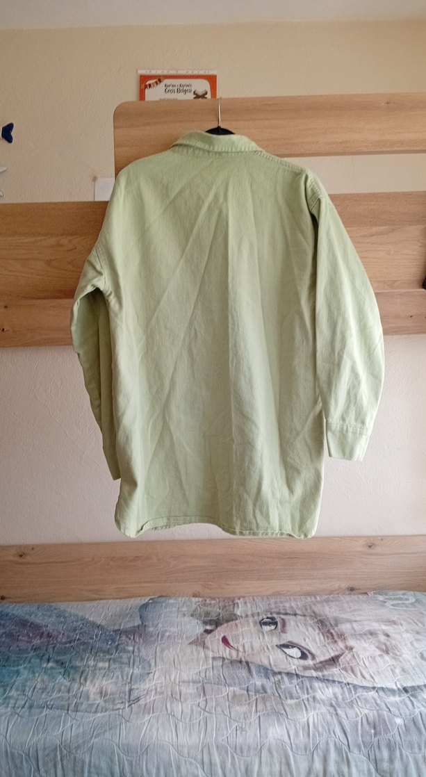 Kadın Haki Keten Düğmeli Salaş Gömlek - Görsel 4