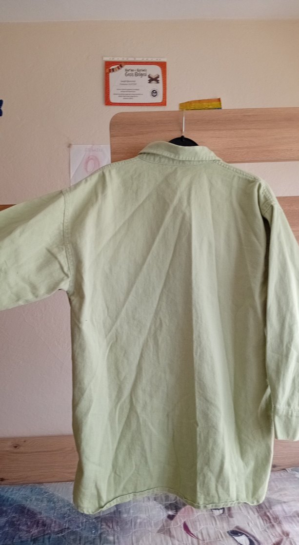 Kadın Haki Keten Düğmeli Salaş Gömlek - Görsel 5