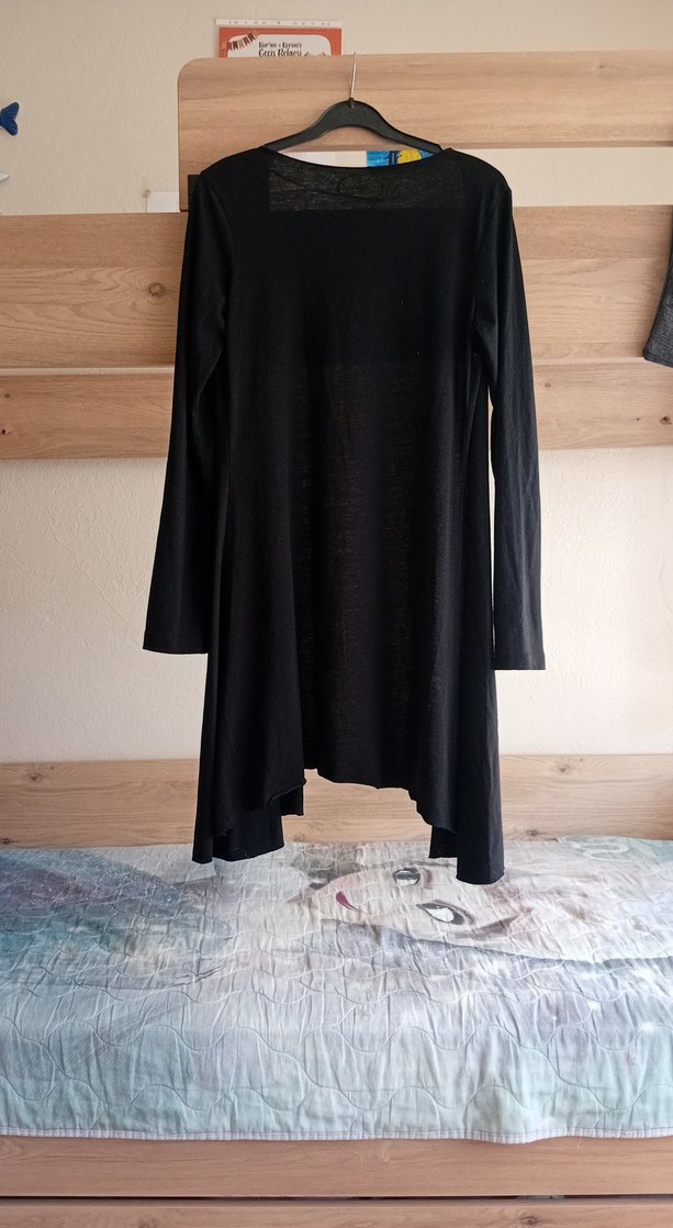 Uzun Siyah Süet Salaş Hırka - Görsel 4